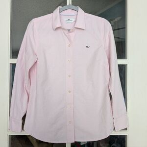 Vineyard Vines Women's Light Pink Button Up Whale Polo Shirt Size 8